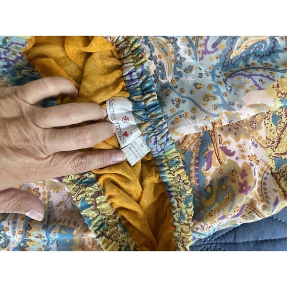 Sacred Threads Mixed Media Patchwork‎ Pull-On Wide Leg Pants Womens Sz M/L Boho - Picture 5 of 10